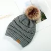 Girl Women Wool Warm Caps 12 Color Solid Ball Winter Ear Protection Windproof Knitted Fashion