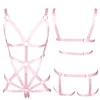 Jarretières Body Harnais Soutien-gorge pour femmes Full Bondage Strappy Tops Creux Out Sexy Lingerie Ensemble Plus Taille Élastique Ajuster Goth Club Dance231u