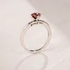 Red CZ Diamond Heart Wedding RING Original Box for Pandora 925 Sterling Silver Sparkling Red Heart Ring with Retail box