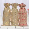 Jute Wine Bottle Bag Covers Champagne Wine Blind Packaging Gift Bags Rustic Hessian Christmas Wedding Dinner Table Decorate LX8649