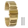 Luxury 20/22/24mm Rose Gold/Yellow Gold/Blue Shark Mesh Stainless Steel Watch Band Solid Link Wrist Watch Strap Straight End