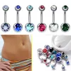 Multicolor Rostfritt stål Belly Knapp Ringar Singelkristall Rhinestone Navel Nail Navel Ring Navel Piercing Ombligo 5 / 8mm Ball NomBril