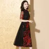 Traditionelles chinesisches Abendkleid für Damen, modisches Cheongsam, elegante Party, Qipao, halbe Ärmel, Robe, orientalischer Stil, asiatische ethnische Kleidung