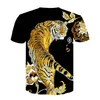Ny Dragon / Tiger T Shirt Men Anime Tshirt Kina 3D Skriv ut T-tröja Hip Hop Tee Cool Mens Kläder Ny sommar Stor Storlek Top
