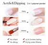 12 vasettiSet polvere per immersione fluorescente per unghie 3 in 1 DippingCarvingExtension Polvere di pigmenti glitter per immersione per decorazione di nail art9519516