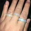 Vecalon 3 Kleuren Handgemaakte Vinger Ring 925 Sterling Zilveren Diamond Party Wedding Band Ringen voor Vrouwen Mannen Sieraden Gift