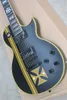 Elegant IRON CROSS SW Old Electric Guitar Yellow Striped Cross,Black Body and Black Hardwares,Special Frets Inlay,can be customized