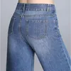 Hög midja kvinna denim breda benbyxor kvinnors jean femme pojkvän rippade jeans för kvinnor plus size dam mamma grossist varumärke