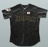 빈티지 남성 Shohei Ohtani 16 Japan Samurai Pinstriped 야구 유니폼 화이트 블랙 블루 #17 LA 스티치 저지 녹색 청록색 셔츠