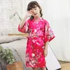 2020 Spring Summer Children Satin Robes Kimono Bath Robe Kids Flower Print Girl Silk Bathrobe Kids Vneck Laceup Nightgown9216937