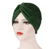 Mulheres muçulmanas Turban Hat indiana Ramadan Bonnet plissadas Knot Gorros Skullies islâmica Bandanas Headwrap Inner Cap Plain estiramento