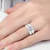 Cubic Zircon diamond Ring solitaire Adjustable Silver Engagement Wedding Couple Rings Mens Women Will and Sandy Fashion Jewelry