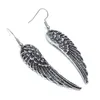 Bohème Métal Boucles d'oreilles ailes pour les femmes Bijoux Boho Dangle plumes noires longues boucles d'oreilles