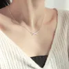 Onevan Trendy 925 Sterling Silver AAA Cyrkon Pasek Geometryczny Naszyjniki Dla Kobiet Prezent Prosta Fine Jewelry NK017