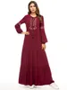 2019 fashionable simple embroidered gown long dress muslim loose temperament long skirt