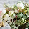 15 têtes 1 rebonds vraie touche soie bricolage Daisy camélia fleurs artificielles fête de Noël décor à la maison décoration de mariage fausse fleur 52077