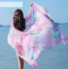 200 * 140cmファッションシルクスカーフショール女性シフォンビーチタオルブランケット花柄夏の日焼け止めラップガールライディングスカーフGGA3376