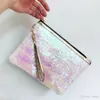 Mermaid Sequin Clutch Cosmetic Coin Purse Storage Bag Sequin Glitter Mini Zipper Earphone Coin Wallet Girls Christmas Party Bag DH0520