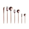 Rose Gold Dinnerware Set Tableware Fork Knife Spoon Matte Western Metal Stainless Steel Dinner Flatware