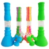 Silicone Tall Glass Water Bongs Beaker 14.4 "Com Catcher Cinzeiro Percolor 14mm Bongo Bongo Destacável Dabilidade De Cera De Óleo Seco Herb Tabaco De Fumo