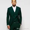 Nieuwste Design One Button Green Groom Tuxedos Peak Revers GroomsMen Beste Mens Heren Bruiloft Pakken (Jas + Broek + Vest + Tie) D: 276