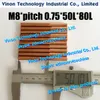 M8x0.75 (Fine Pitch) EDM Copper Orbital thread Electrode, thread length 50mm, total length 80mm for Spark Erosion M8*0.75*50*80 (10pcs/bag)