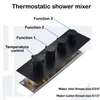 Siyah Duş Seti Lüks Banyo Sistemi Büyük Yağmur Şelale Gizli LED Duş Başlığı 600x800mm Termostatik Duş Bataryaları ile