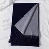 Imitação Reversível Cashmere Scarf Mulheres Inverno Espesso Shawls Quentes Envoltórios Artificiais Lãs Lenços Two-lados Usável Borlas Poncho