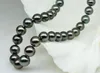 Frete Grátis nobre de 10-11mmTahitian negro gola de perlas de plata 925