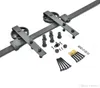 4- 12ft Black Steel Gliding Barn Door Track Kit Vintage Industrial Spoked Hardware Carbon