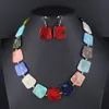 2019 Color Resin Geometric Collane collane Pendenti Set di gioielli per le donne Dichiarazione di cristallo moda collana orecchini set di orecchini