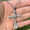 Hip Hop Stunning New Arrival Top Selling Luxury Jewelry 925 Sterling Silver Pave White 5A CZ Gemstones Party Cross Pendant Women Necklace