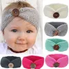 Bébé capuches laine tissé bébé bandeau enfants grande boucle tricoté bandeau avec bouton décor hiver nouveau-né infantile oreille plus chaud tête couvre-chef