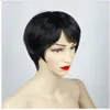 Perruque noire droite avec frange fibre résistante à la chaleur cheveux synthétiques perruques courtes naturelles pour les femmes noires