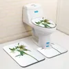 ノルディック3D植物の便器バスマットカーペット敷物セットバスルームのシャワールームのカーペットフラネレルアンチスリップ3個バスマットセット