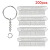 200st Split Key Chain Rings with Chain Silver Key Ring and Open Jump Rings Bulk For Crafts DIY 1 Inch25mm1448954