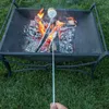 バーベキューの焚き火キャンプツール焼きフォークフォークスティックスティックスティックスティックスティックバーベキューローストステンレススチール製フォーク木製ハンドル8ピース/セット