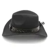 Chapeau de cowboy de style occidental pour hommes et femmes, casquette de cow-girl à large bord avec large ceinture pour Halloween, anniversaire, fête de mascarade de Noël