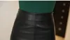 Femmes PU Jupes Automne Hiver OL élégant Crayon Midi Jupes avec fermeture éclair taille haute noir PU cuir fendu gaine Wrap Jupes LT