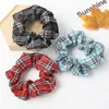 Women Plaid hairbands Scottish lattice elastic rubber band Scrunchies Large Intestine Hair Ropes Ponytail Holder Kids Hair Accessories M1622