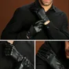 Mode hane pu läderhandskar full finger mens motorcykel kör vinter hålla varm pekskärm mittens ny svart9250659