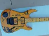 Toppkvalitet FDOH-9005 Gul färg Personlighet Patterm Svart hårdvara Kirk Hammett Ouija Elektrisk gitarr, Gratis frakt