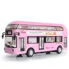 TY Diecast Alloy Double-decker London Tour Bus Model Toy, 1:50, Light& Sound, Pull-back, Ornament, Xmas Kid Birthday Boy Gift,Collect, 2-1