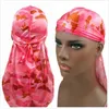 9 Färger Unisex Mäns Durags Bandana Turban Hat Camouflage Tryckt Long-tailed Pirate Cap Headwear Hair Tillbehör