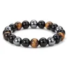 Contas de pedra natural Obsidian Hematite Tiger Eye Beads Magnetic Therapy Hematite Anti-Fatigue Slimming Stretch Bracelets for Women Men 8 10