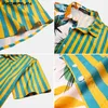 Mode Männer Hawaiian Shirt Kurzarm Streetwear Print Gestreiften Patchwork Sommer Chic Bluse 2020 Strand Camisas INCERUN S-5XL 7