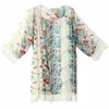 Fashion-Women New Lace Tassel Shawl Kimono Style Flower Print Casual Crochet Lace Chiffon Coat Cover Up Blouse 7styles