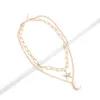 Gros-mode luxe designer multi couche chaîne mignon amour diamant lune étoile pendentif tour de cou déclaration collier pour femme