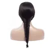 Brasilianska mänskliga hår peruker Virgin Straight Hair Middle Part 4x4 Spets Front Wig With Bangs For Black Women 180 Density Glueless Nat5197050