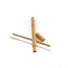 Bamboo Drinking Straw Set Reusable Straw + Sisal Hemp Cleaning Brush + Tube Set Travelling Bamboo Straw Set